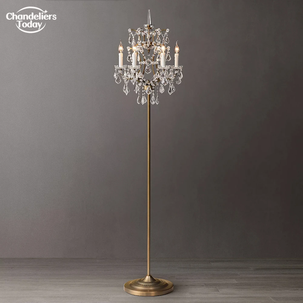 Moderne 19. C. Rokoko Eisen & Kristall Stehlampe Factory Outlet Retro Rauch Kristall LED Nachttisch Stehleuchte Home Decor