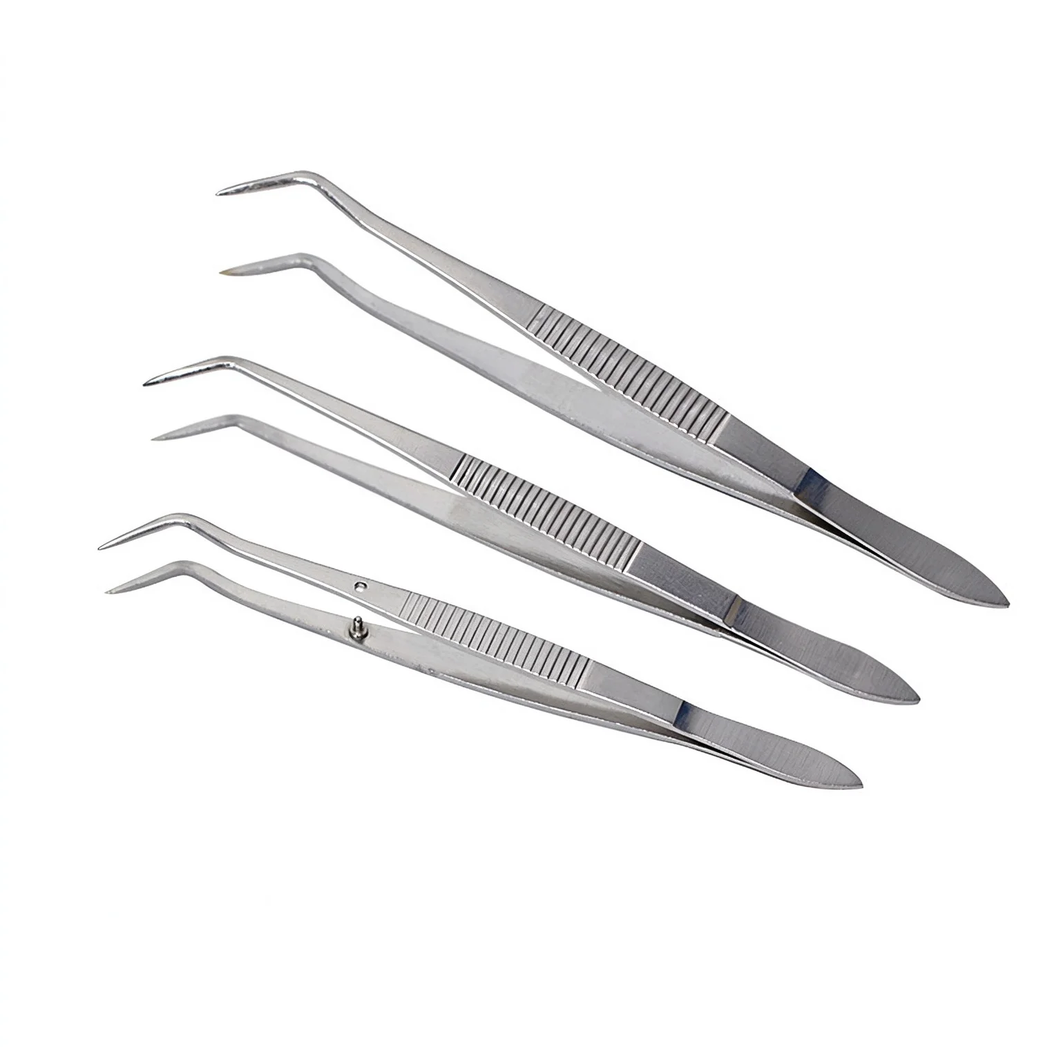 Dental Stainless Steel Tweezers (Thickened, Single/Double Bend) – Cotton Ball Forceps & Dental Examination Accessory