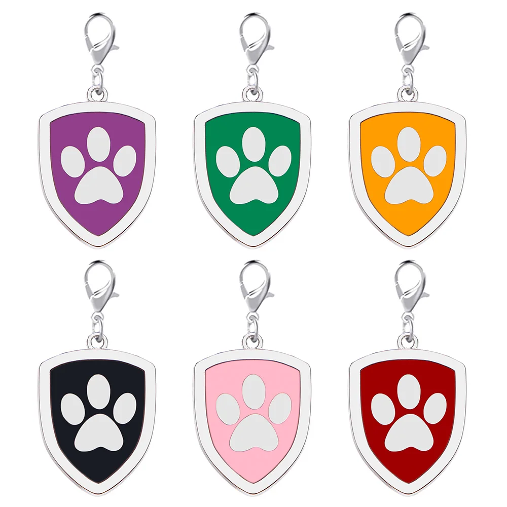 Wholesale 100 Alloy Shield Solid Color Dog Paw Pet ID Tag Personalized Puppy Identity Engraved Cat Accessories