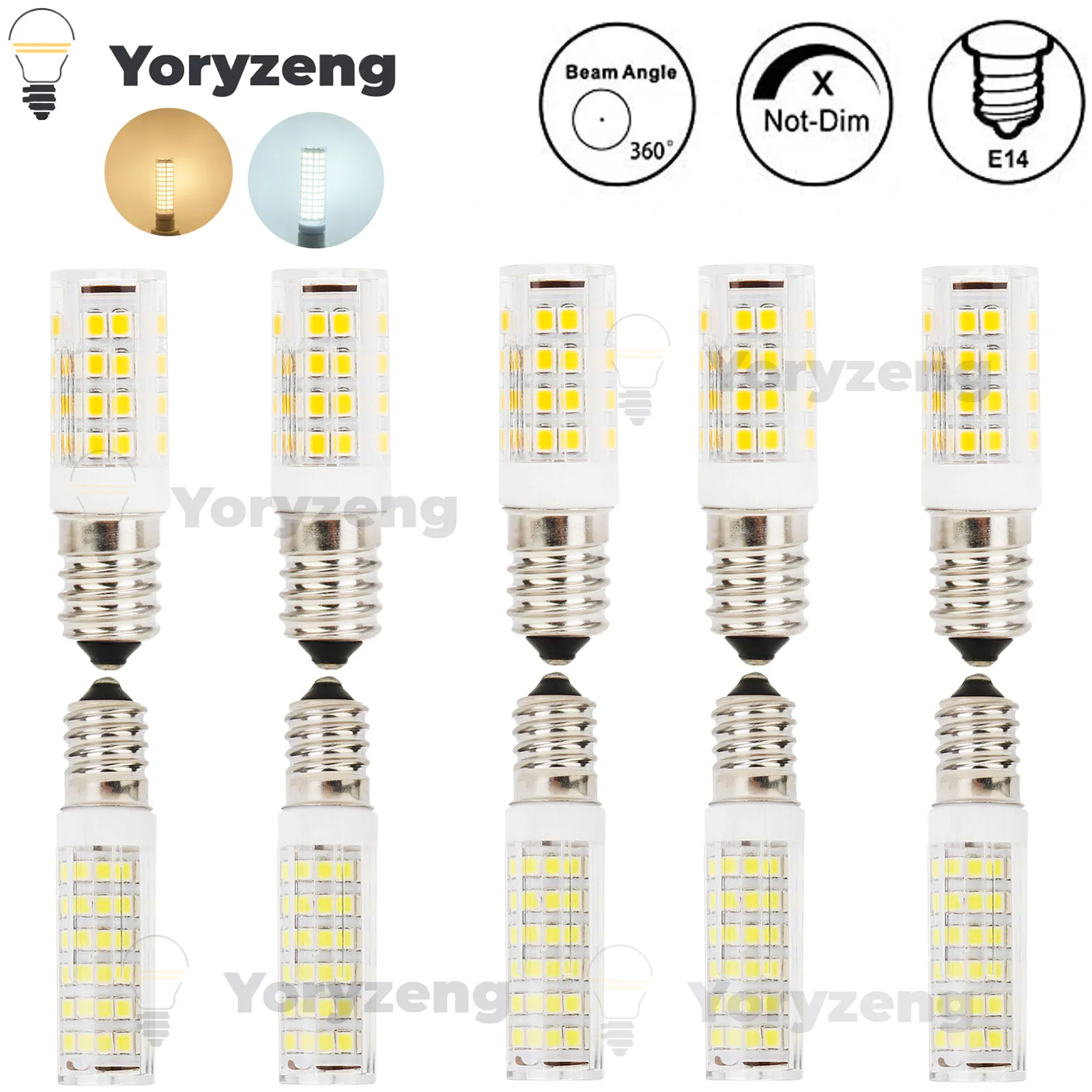 Yoryzeng 10x Mini E14 LED Corn Light Bulbs 2835 SMD 360 Beam Angle Ceramic Replace 100W Halogen Lamps Home Chandelier Decoration