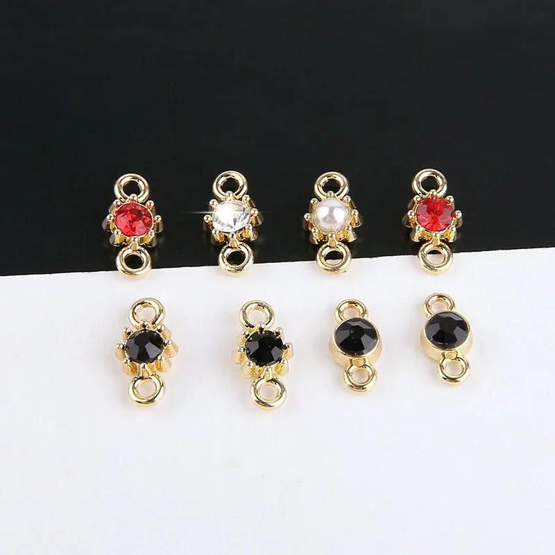10x Double Cup Pearl Crystal Charms for Jewelry - close-up view