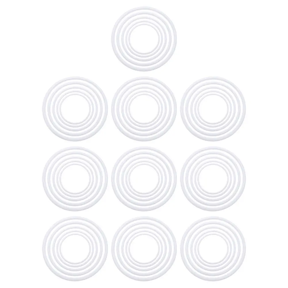 

60Pcs White Plastic Dreamcatcher Hoops Round Craft Rings for DIY Hanging Decor Floral Wreaths Macrame Knitting Sewing Projects