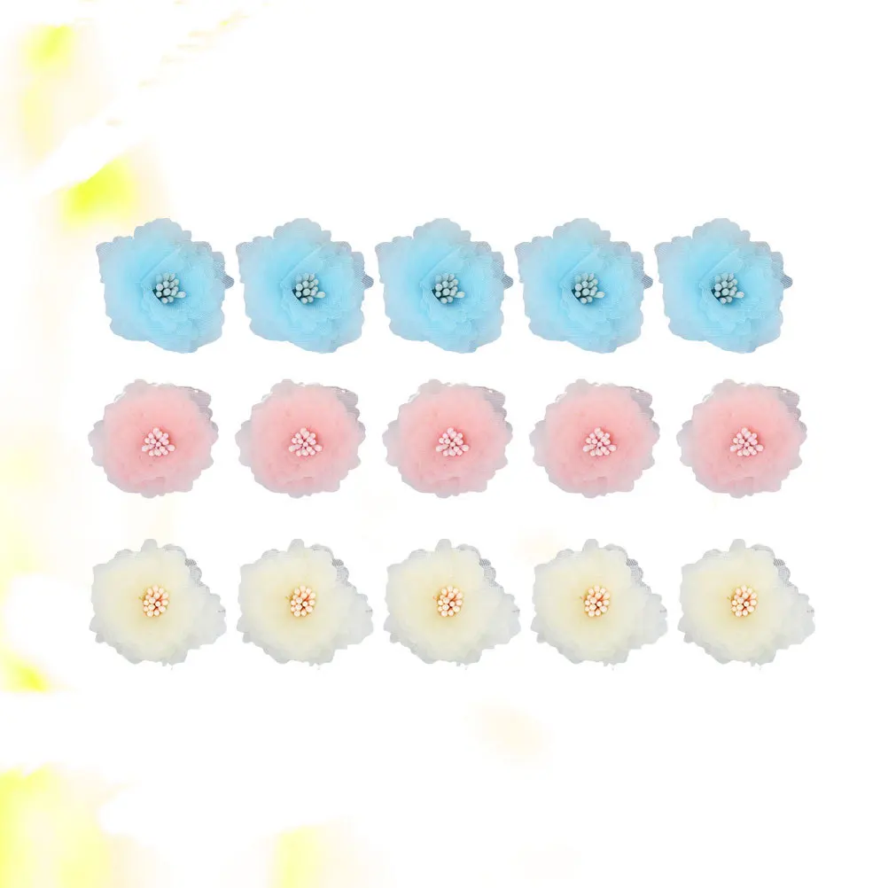 

15pcs Diy Decorative Flowers Yarn Craft Fabric For Clothing Decoration Accessories Sewing Projects Cloth Flower Diy