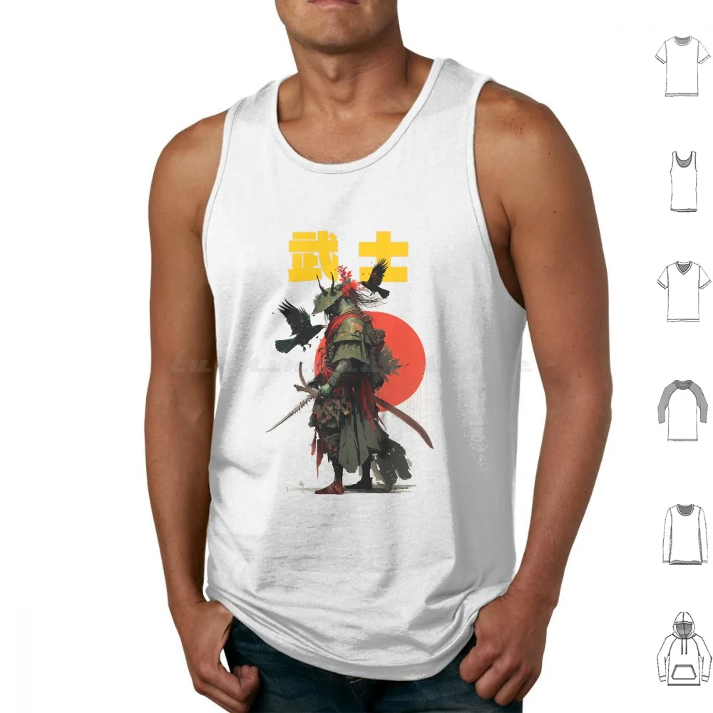 Tank Tops Vest Sleeveless Anime Bird Crow Japan Japanese Katana Kawaii Manga Raven Ronin Sword Long Sleeve Newest Bushi