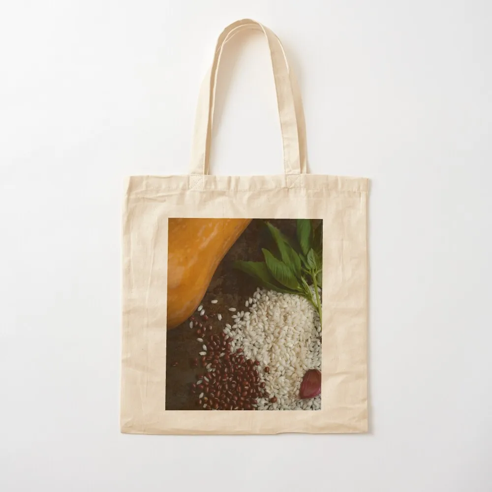 Risotto, Red Adzuki Beans, Garlic, Basil and Butternut Squash on a Roasting Tin Tote Bag Women's tote bag bags woman 2025