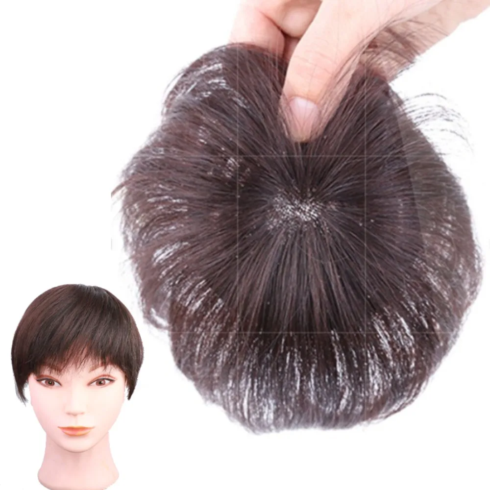 

100% Real Human Hair Crown Topper Toupee with Clips 15cm Short Straight Hair Toppers for Women Daily Natural Looking Hairpieces