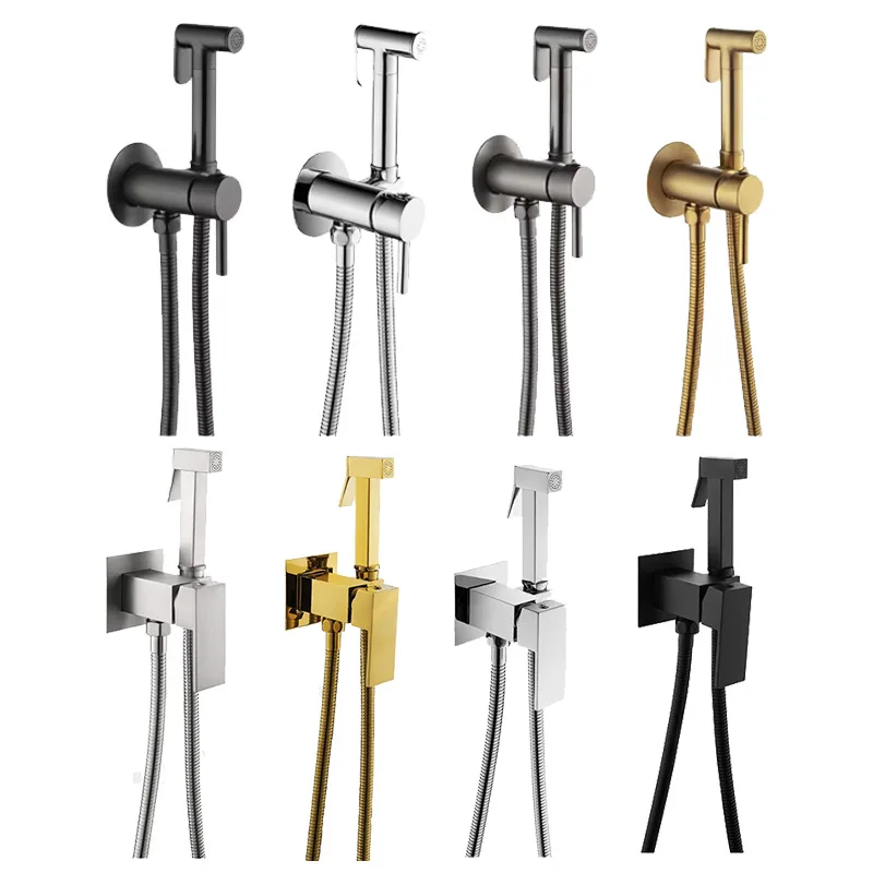 

G1/2 Brass Handheld Toilet Bidet Sprayer Kit, Hot/Cold Water Mixer Toilet Shower Head, Hygienic Spray Gun Bidet Faucets