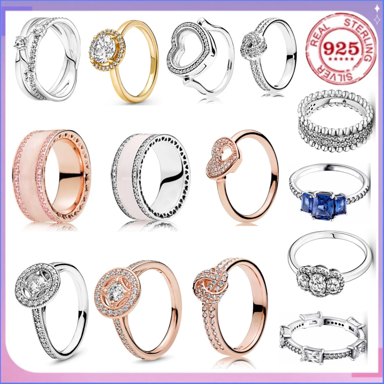 

Classic 925% sterling silver original heart-shaped round wide zircon ring fashionable luxurious fine jewelry gift for women