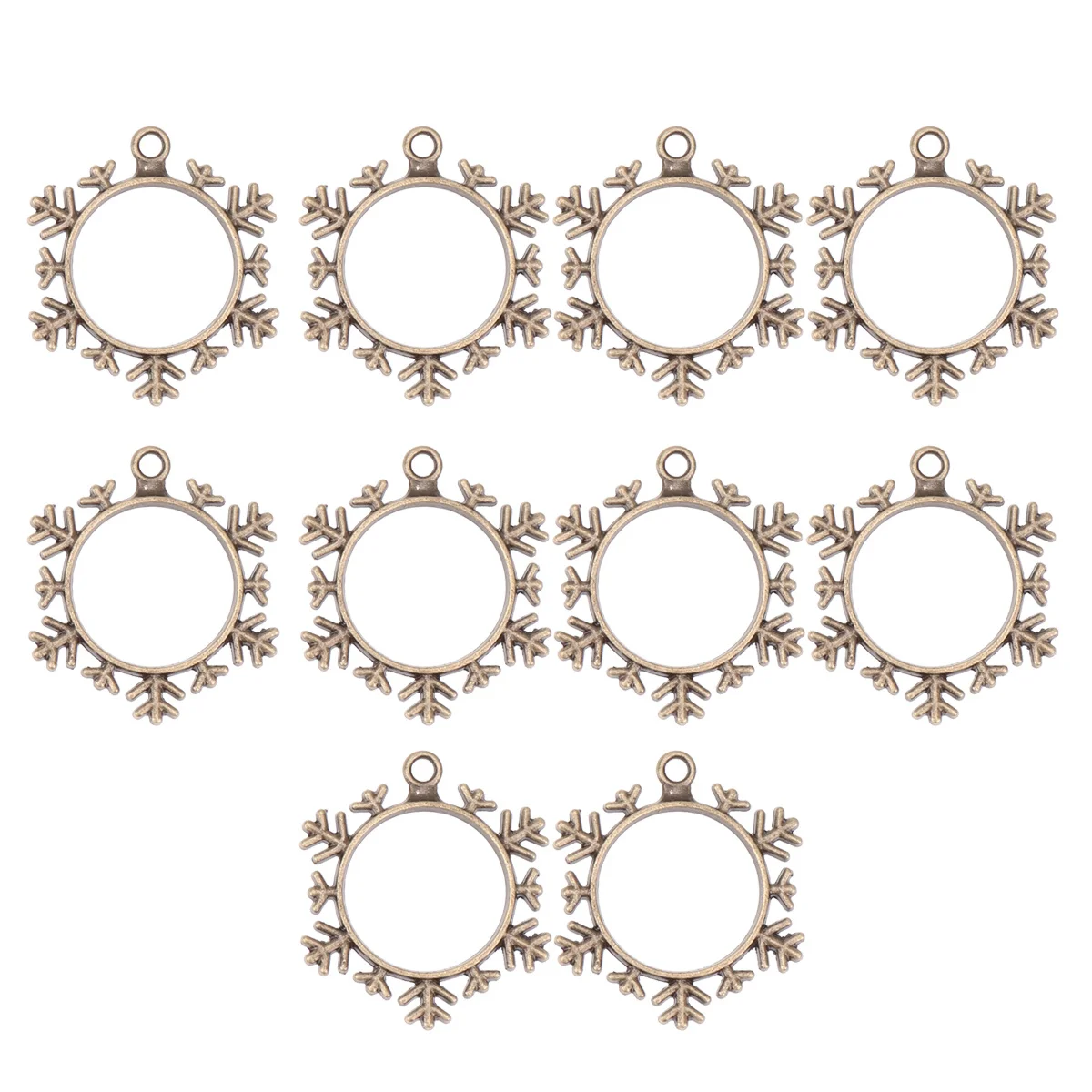 10 قطعة سبائك ندفة الثلج قلادة الفراغات DIY بها بنفسك مكونات الإطار للمجوهرات اليدوية المشاريع الحرفية الراتنج الفن النقش المعلقات #6