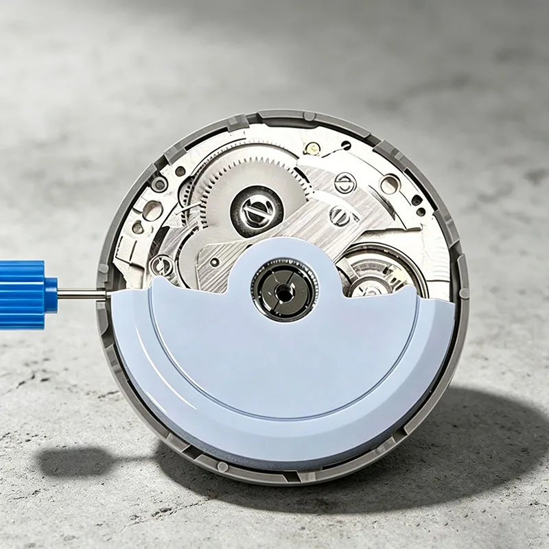 MechJazz White Enamel Half‑Moon Rotor Oscillating Weight For NH34 NH35 NH36 NH38 4R Series Watch Modification Replacement Parts