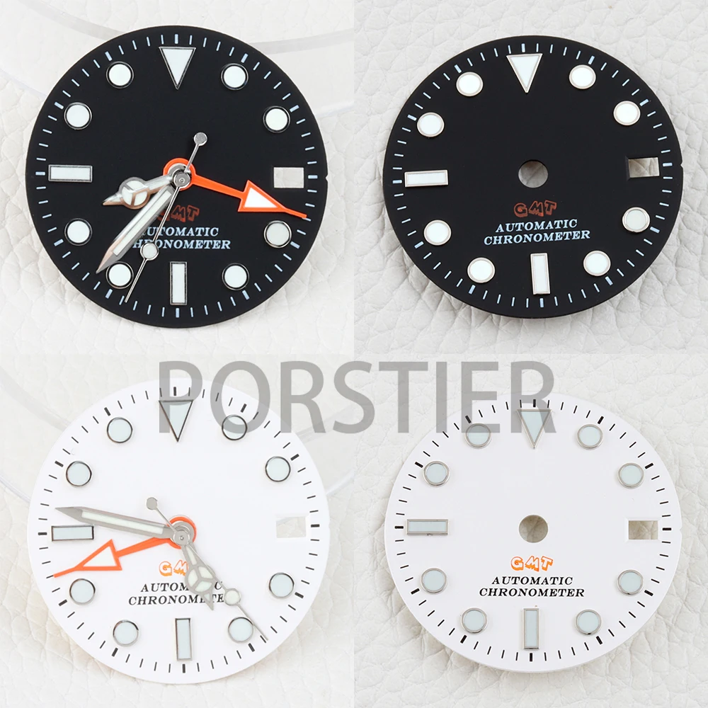 NH35 28.5mm Watch Dial Face for Explorer NH34 NH35 NH36 Movement Black/White Watch Parts Blue Luminous Replacement Accessories