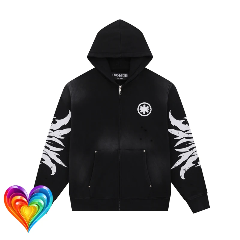 

Stain LOST SHDWS COMPLEXCON Zipper Hoodie Men Women High Quality Winter Autumn Black Gray Cotton Sweatshirts Loose Pullovers