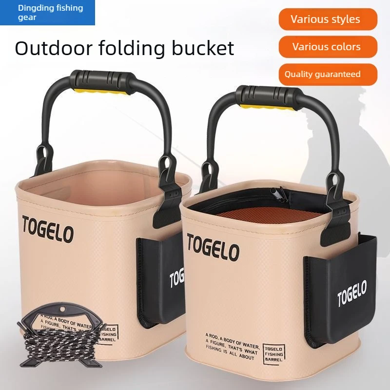 Seau de pêche portable pliable pour la pêche en eau douce et la pêche en mer, garde les poissons vivants, outils de pêche idéaux