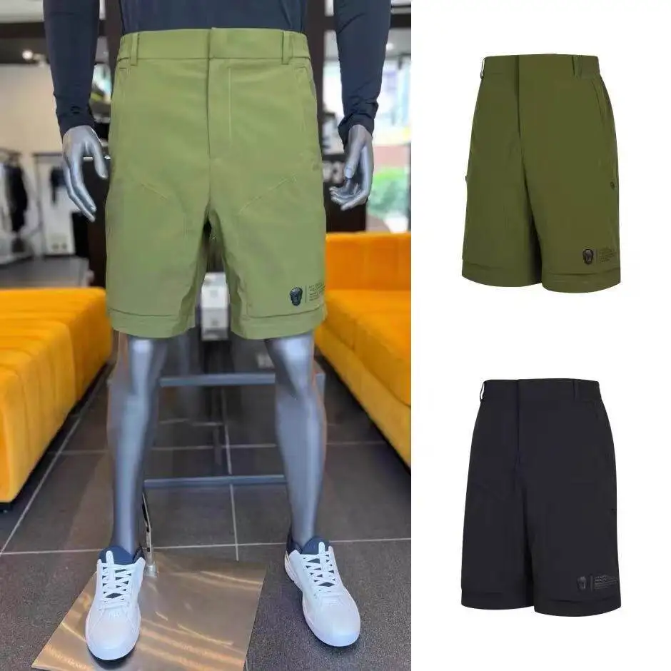 Men New Summer Golf Pure Color Logo Breathable Shorts, Sports Cool And Comfortable Golf Shorts