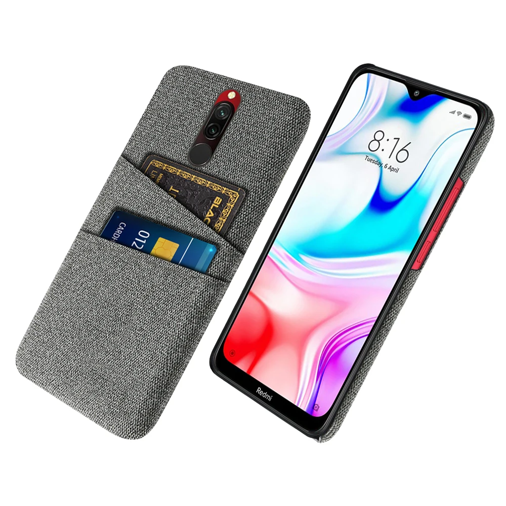 Card Case Redmi 8 Case Xiaomi Redmi 8A Case Luxury Fabric Dual Card Cover On For Xiomi Xiaomi Redmi 8A Note 8 Pro A Redmi8 Coque