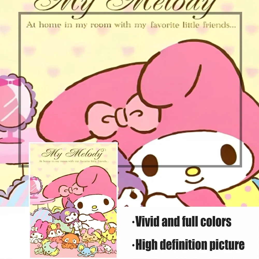 1pc Kawaii My Melody Cartoon Cute Poster Bedroom Bedside Living Room Cafe Wall Sticker Home Decor High Quality Printed Matter