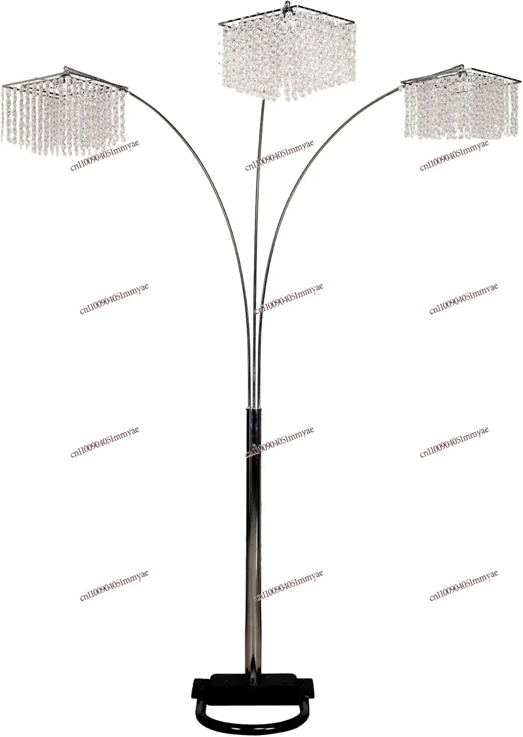 

3 Light Crystal Inspirational Arch Floor Lamp, 97" x 17.5" x 19", Silver