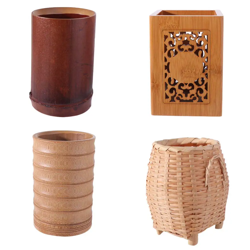 Classical Bamboo Pen Holder Chinese Style Elegant Stationery Storage Tube Natural Convenient Bamboo Stick Tube Restaurant