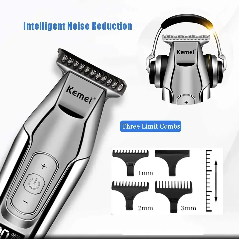 Kemei KM-5027 ผมClipper Beard Trimmerสําหรับชายปรับความเร็วLEDดิจิตอลแกะสลักClippersไฟฟ้ามีดโกนผมClippersผู้ชาย