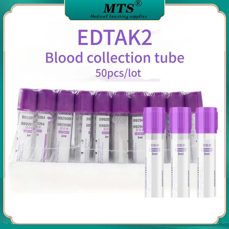 Provetta per prelievo di sangue sottovuoto provetta da laboratorio con copertura viola EDTAK3 apparecchiatura per analisi del sangue 3ml 5ml 6ml