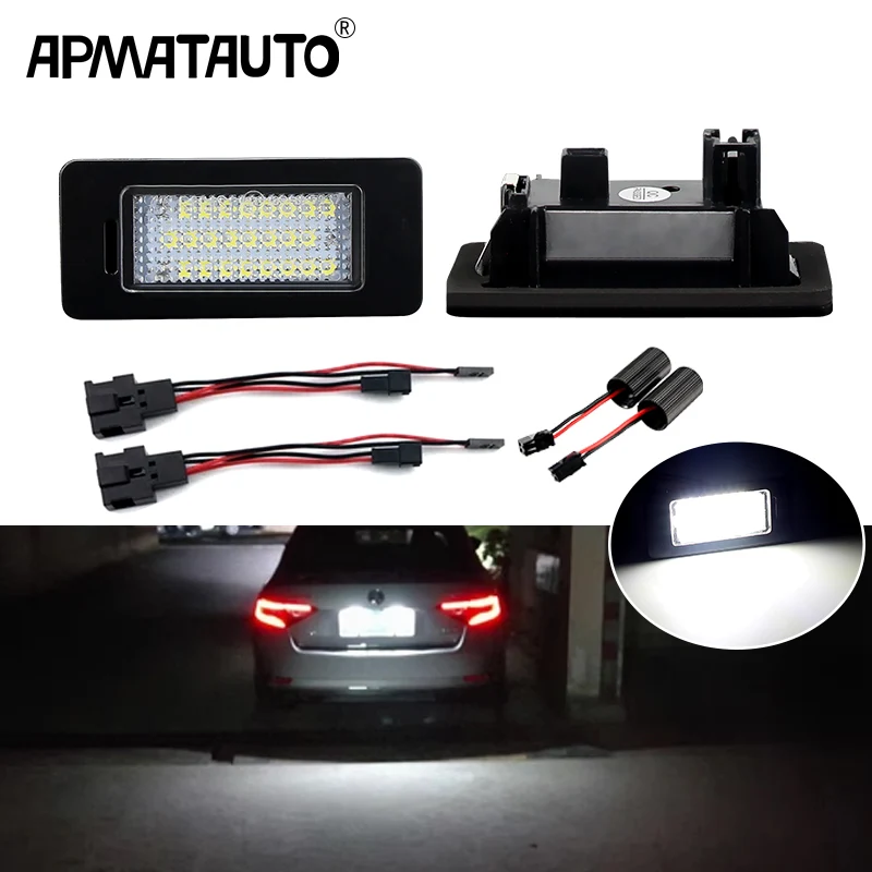 2PCS 24-SMD Bright LED Number License Plate Light For SKODA For Rapid Yeti Octavia 3 Superb B6 Fabia No Error Car Accessories