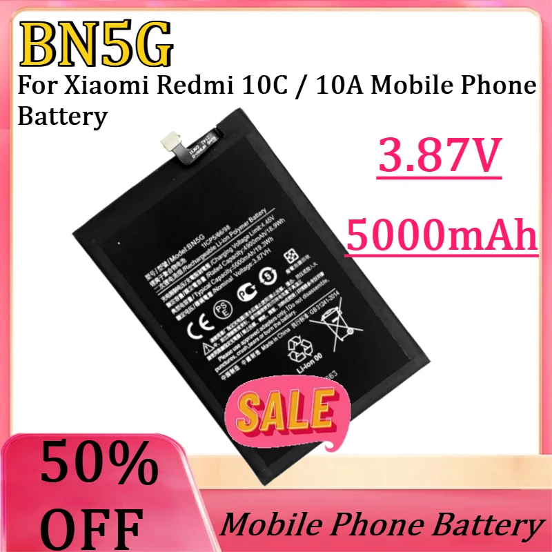 New BN5G 3.87V 5000mAh High Quality Battery For Xiaomi Redmi 10C / 10A Mobile Phone Battery
