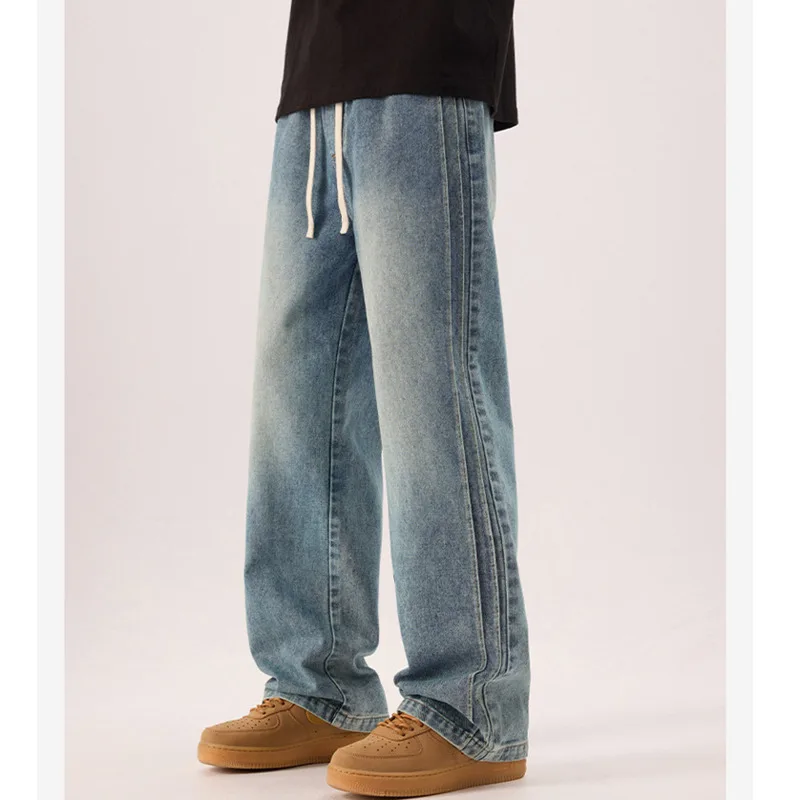 ฤดูใบไม้ผลิอเมริกัน High Street หลวมกางเกงยีนส์ขาตรงเยาวชนแฟชั่นโชว์แสดง High Tide แบรนด์ Retro Casual กางเกงขากว้าง