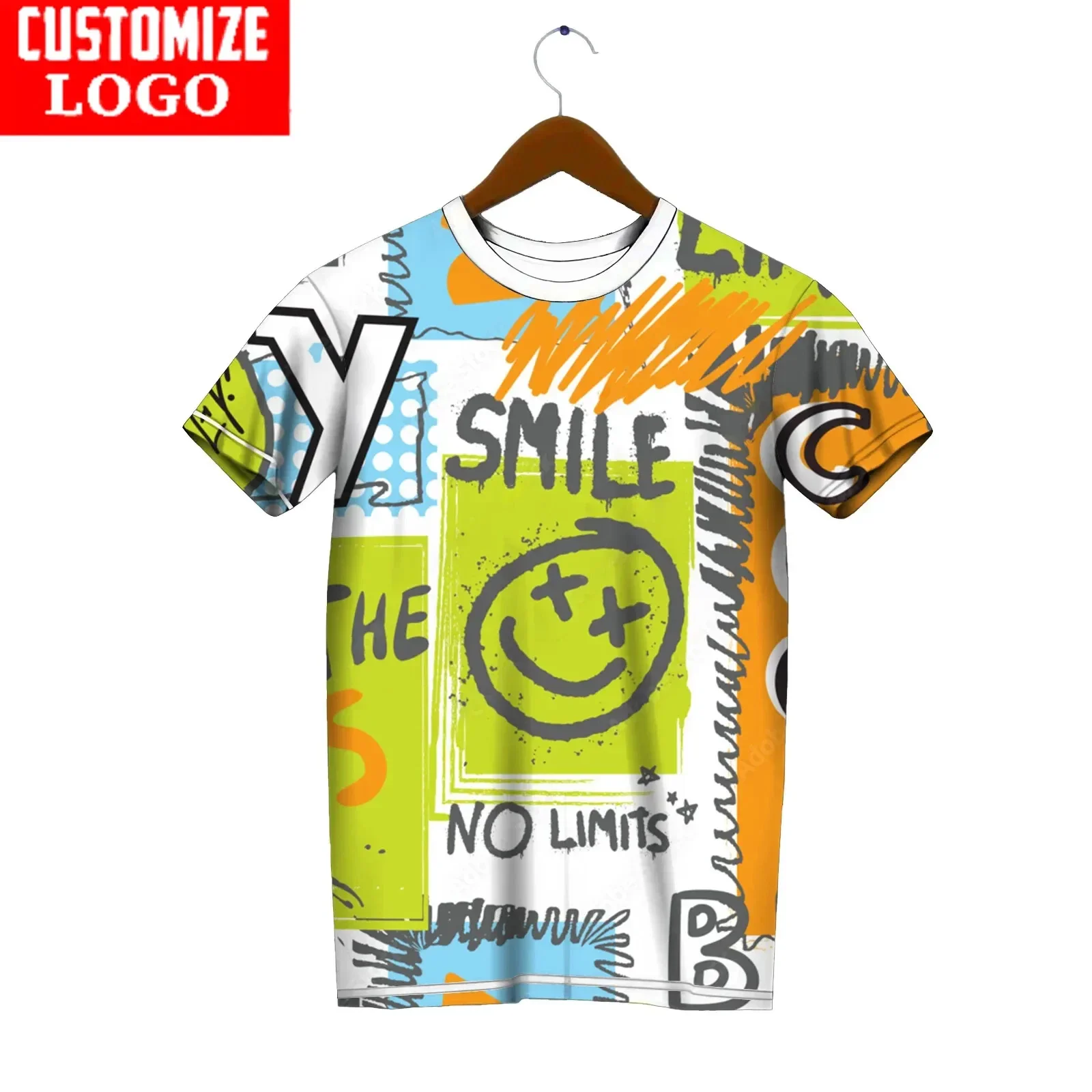 

Hip-hop Street T-shirt for Men, 3D Graffiti Print, Short-sleeved, Fashionable and Individual Men's T-shirt, Round-neck, Quick-dr