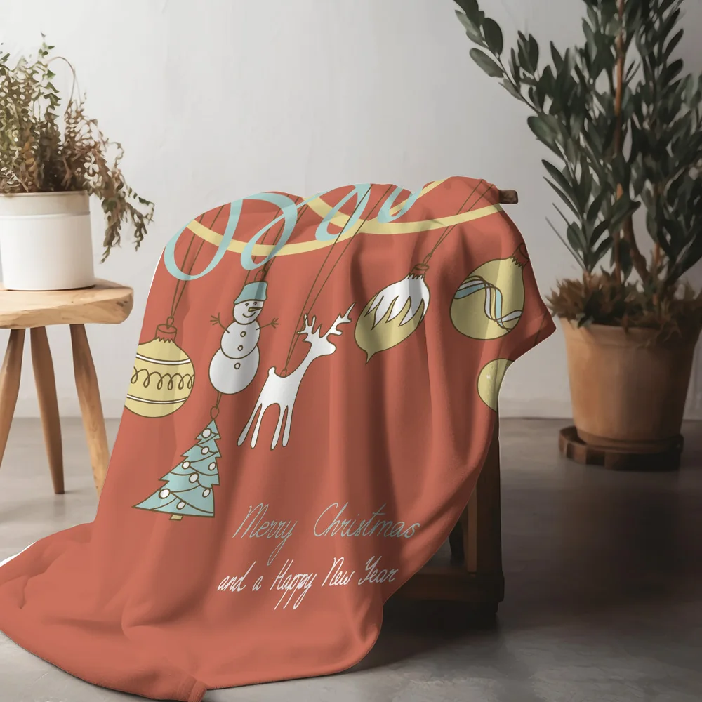 TU Christmas Throw Blanket Soft Cozy Flannel Holiday Home Decor Festive Winter Warm Reversible Festive Christmas Gift Holiday De