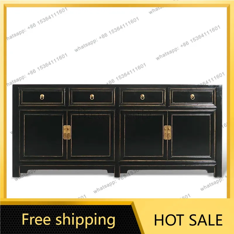 XX. New Chinese side cabinet retro simple living room entrance decorative cabinet