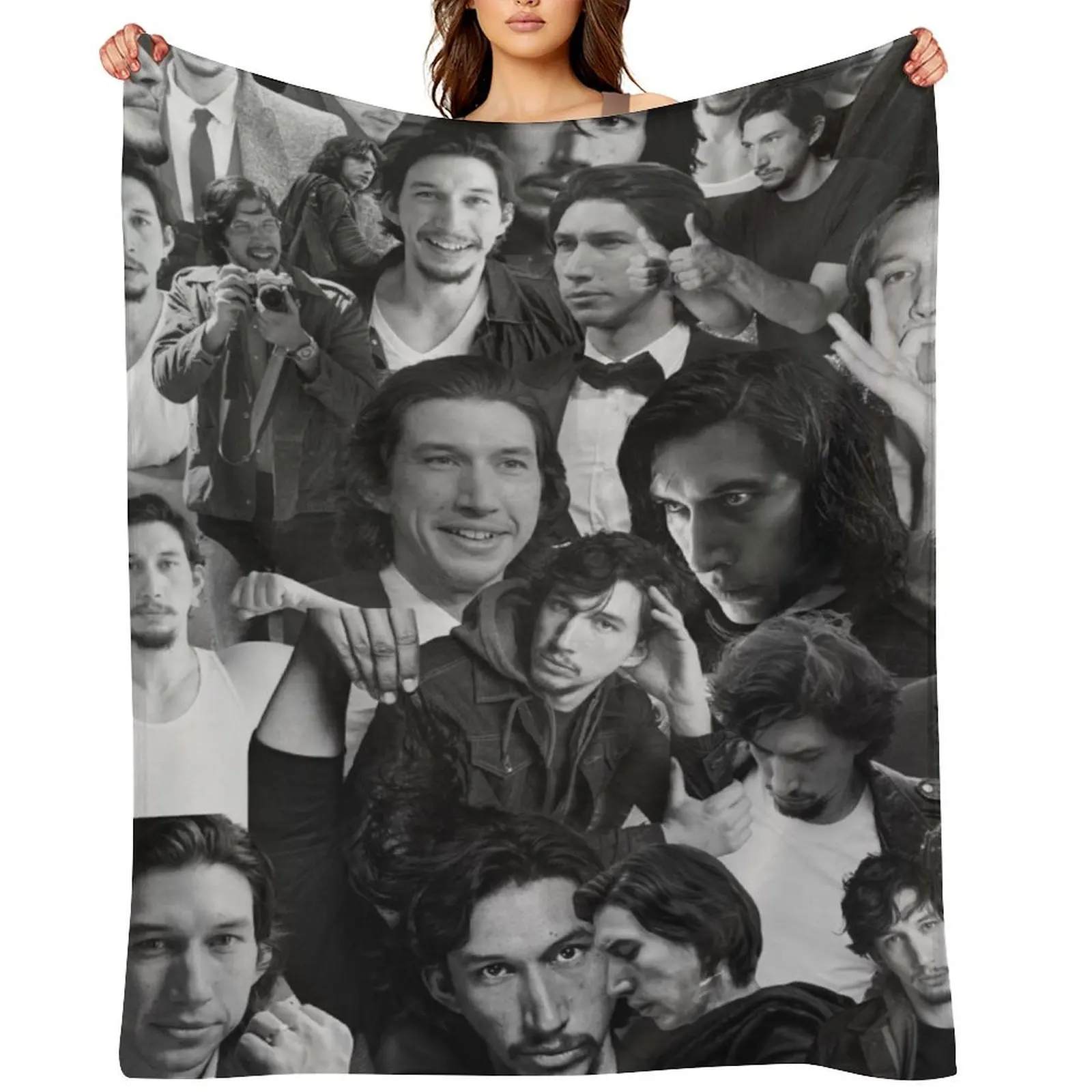 

Adam Driver Abstract Collage - Black and White Aesthetics Throw Blanket Retros Stuffeds cosplay anime bed plaid Blankets