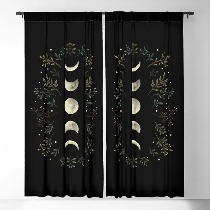 Moonlight Garden - Olive Green Blackout Curtains 3D Print Window Curtains For Bedroom Living Room Decor Window Treatments