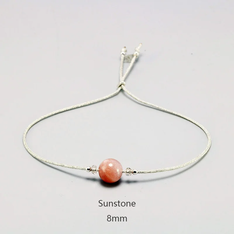 Bracciale fatto a mano in pietra di luna, corda sottile con perline in argento sterling 925 di cristallo naturale, braccialetti personalizzati per