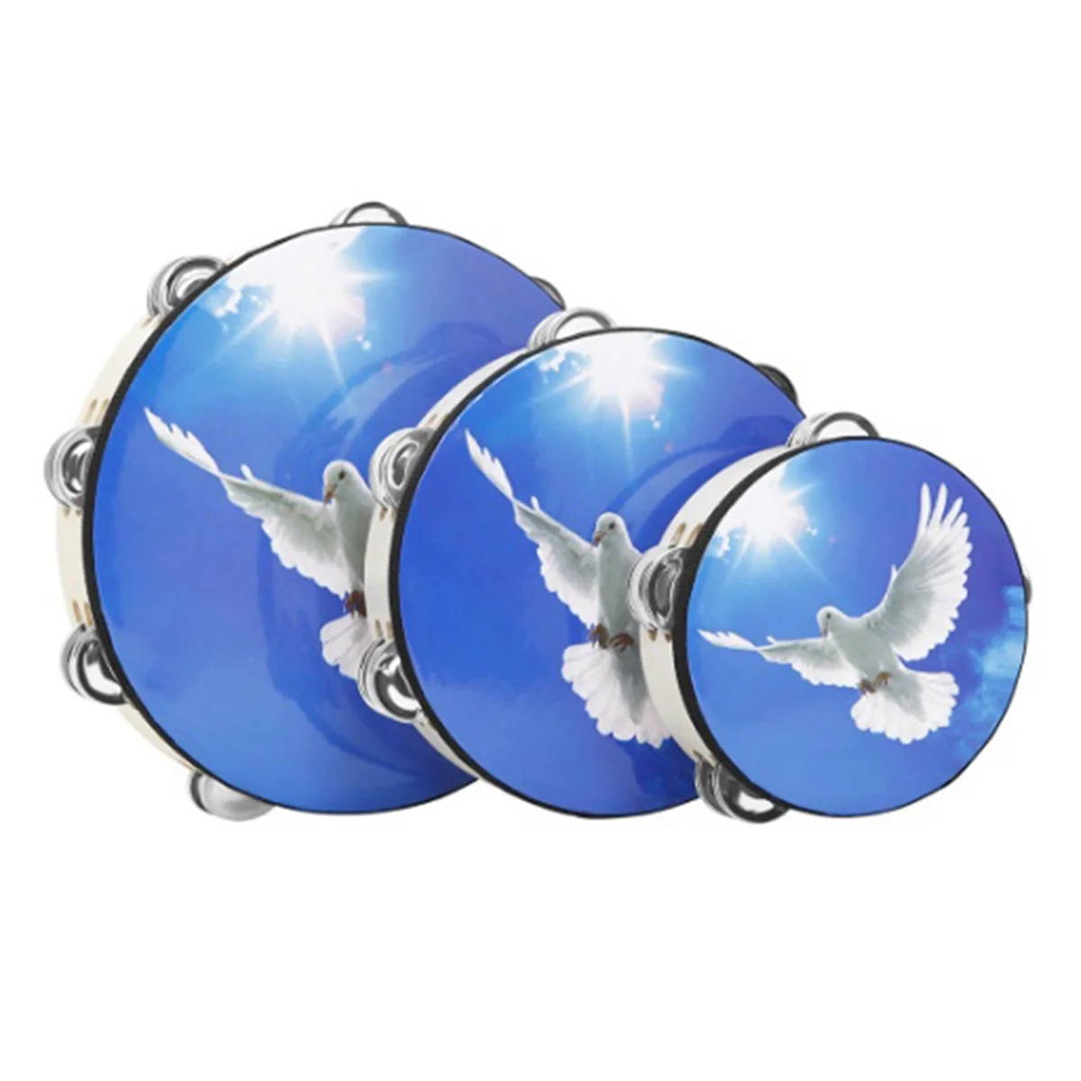 

FRLI-y6 8 10 Inch Handheld Bells Drum Set Children Percussion Instrument Dance Palm Drum