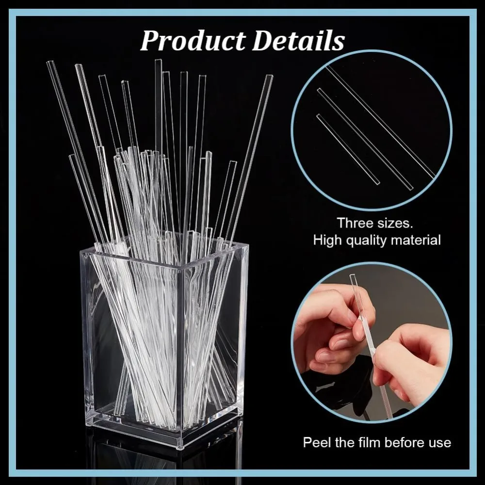 55Pcs Acrylic Lollipop Sticks Flat Clear Sticks for Cake Toppers Clear Ice Lollipop Sticks Reusable Cream Stick for DIY Craft