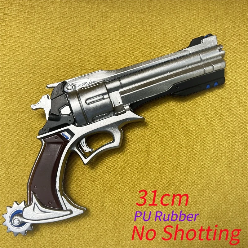 OW Gun Cosplay Cole Cassidy Revolver Prop Peacekeeper Weapons Model Safety PU Rubber Model Halloween No Shooting