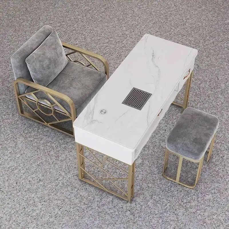 

Table Furniture Light Manicure Salon Luxury Nail For Beauty Salon Professional Manicure Table Double Layer Upscale Nail Tables