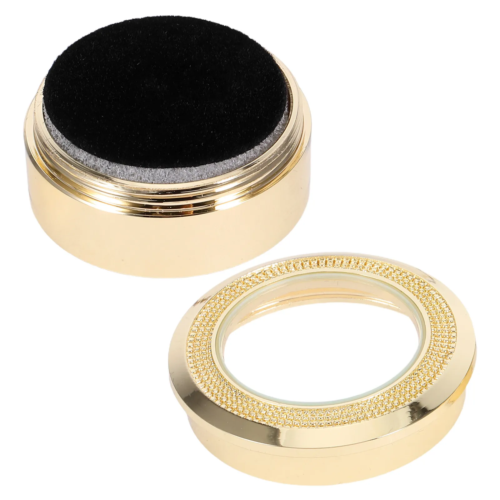 Small Round Gemstone Display Box Transparent Glass Top Secure Threaded Closure Soft Lining for Loose Stones Jewelry Collectors