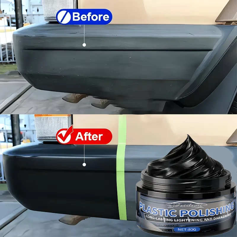 80g Car Plastic Restore Cream: Black Luster Restorer, UV Protection, Long-Lasting Shine for Dashboard & Interior