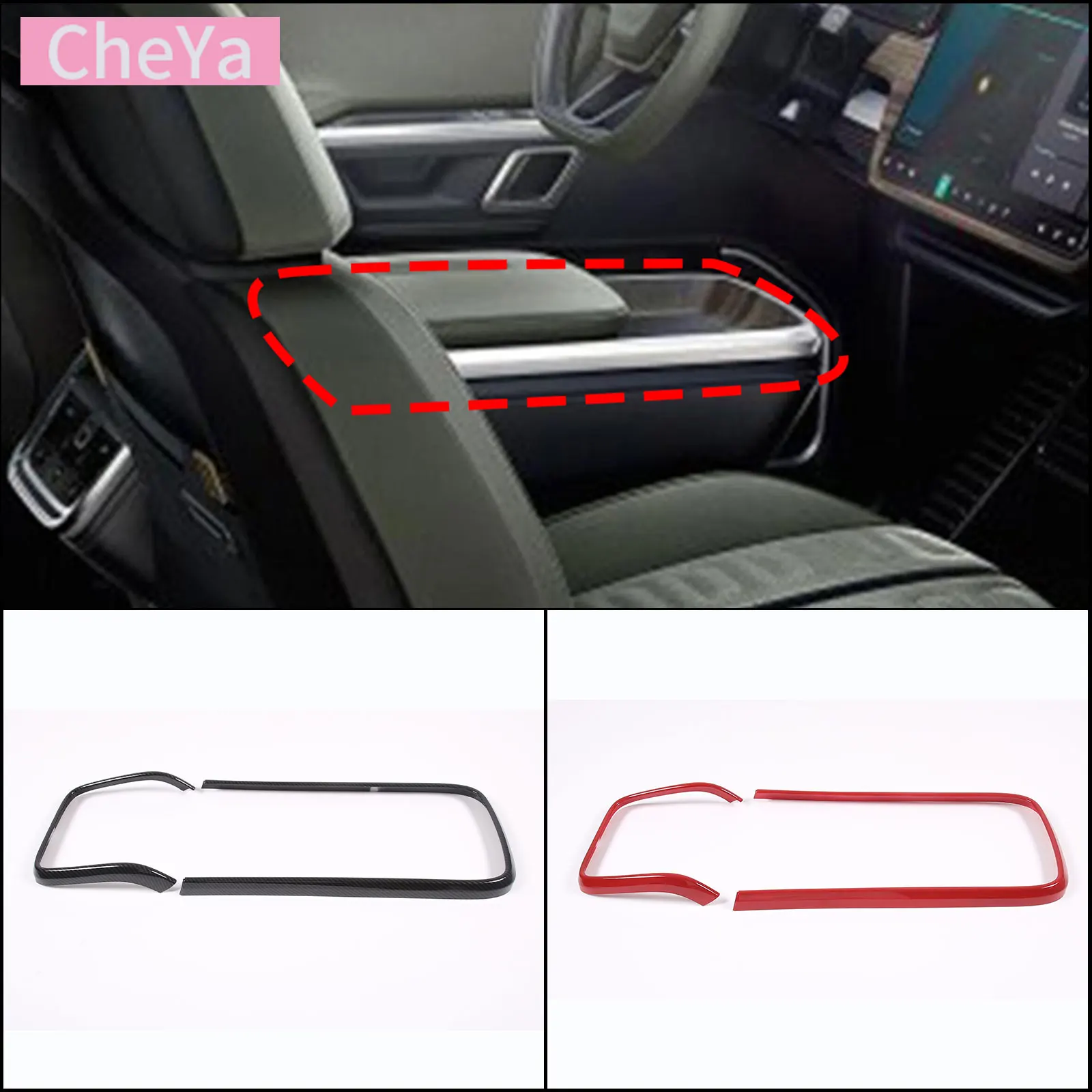 

ABS Carbon Fiber Pattern Car Center Console Gearbox Trim Strip for Rivian R1T/R1S 2020-2023 Interior Accessories 2 PCs