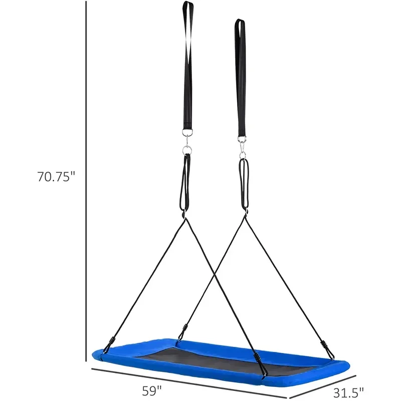 New Custom Color Rectangular Swing Outdoor Backyard Yard Swing for Adults and Children Rope Tree Swing