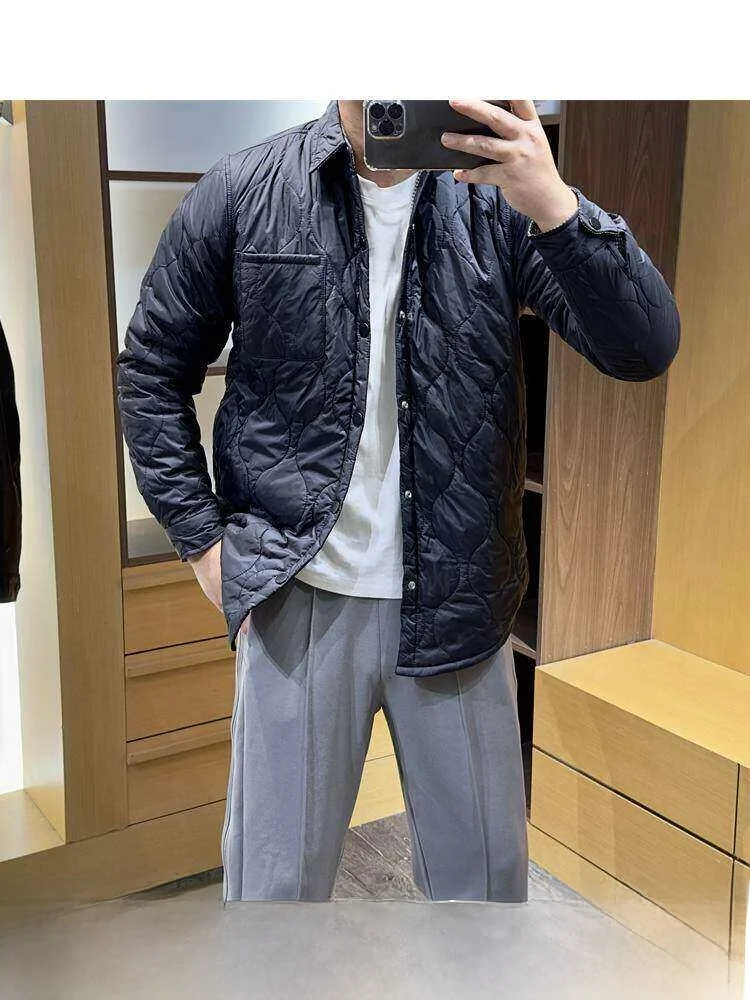 

Thickened Cotton Jacket for Men Warmth Stitching Craft Retro Collar Autumn Winter Standard Fit Cleanlook Regular Length Jacket