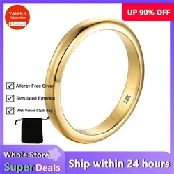 Never Fade Original Solid Stainless Steel Gold Color Gloss Rings For Women and Men Simple Couple Wedding Band Engagement Jewelry