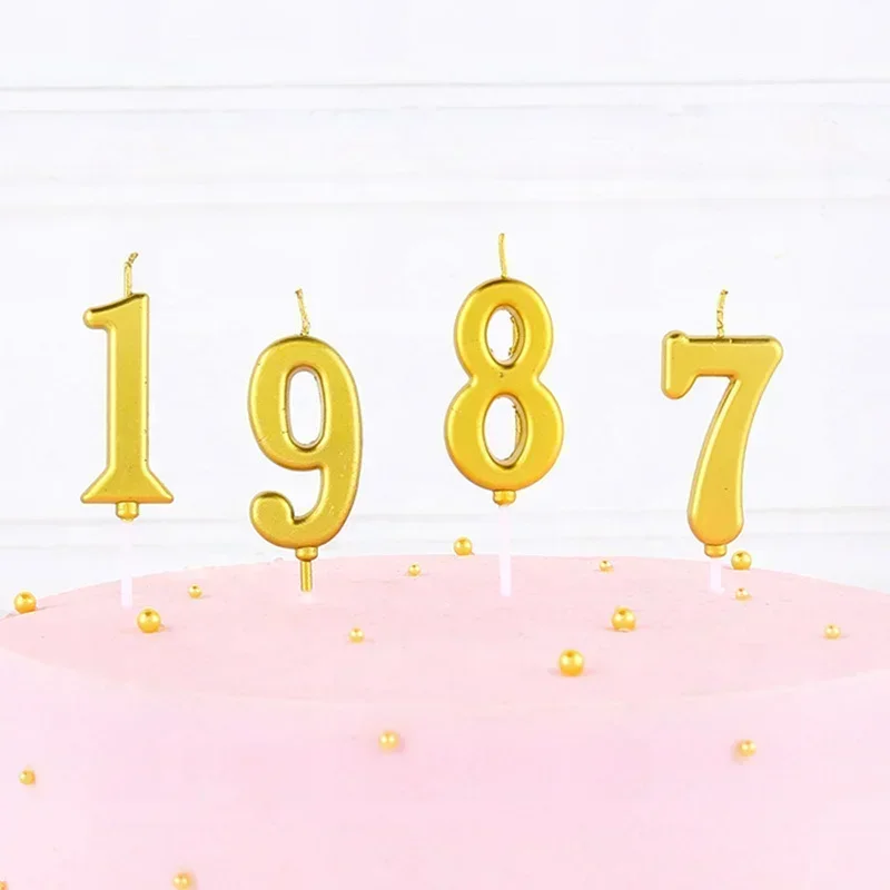 誕生日ケーキ用の金のデジタルキャンドル,数字,0, 1, 2, 3, 4, 5, 6, 7, 8, 9,女の子,男の子,赤ちゃん,パーティーの装飾用品直送