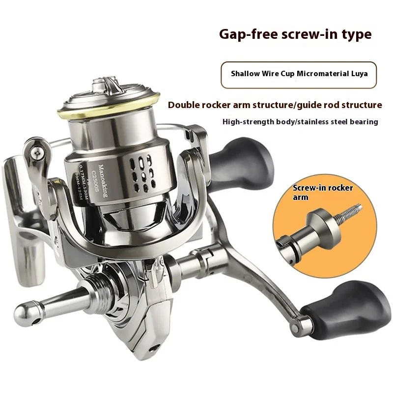 Golden Shark King Golf todo de Metal línea poco profunda taza Micro Material Road Ya rueda giratoria de doble eje rueda de lanzamiento largo pesca Whe