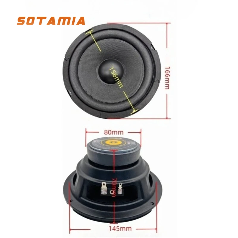 

SOTAMIA 2 шт. 6,5-дюймовые сабвуферы 4 Ом 100 Вт, супербасовые, с длинным ходом, HIFI-динамики для обновления автомобильной акустики, сценического звука, караоке