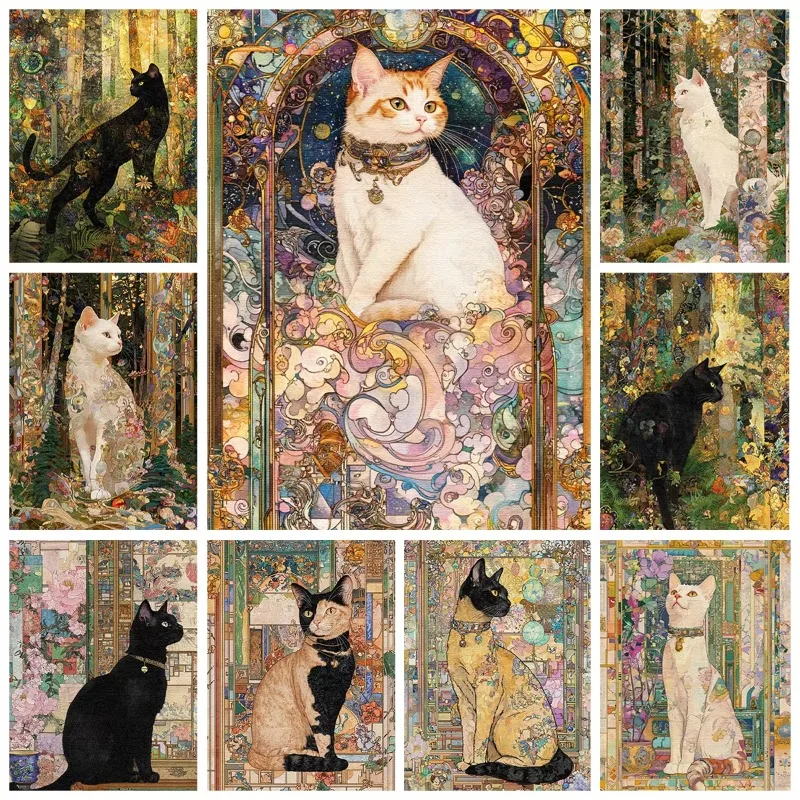 

1000 PCS Puzzles for Adults , Renaissance Style Cat Jigsaw Puzzles Educational Games Colorful Puzzles Gifts Home Decor