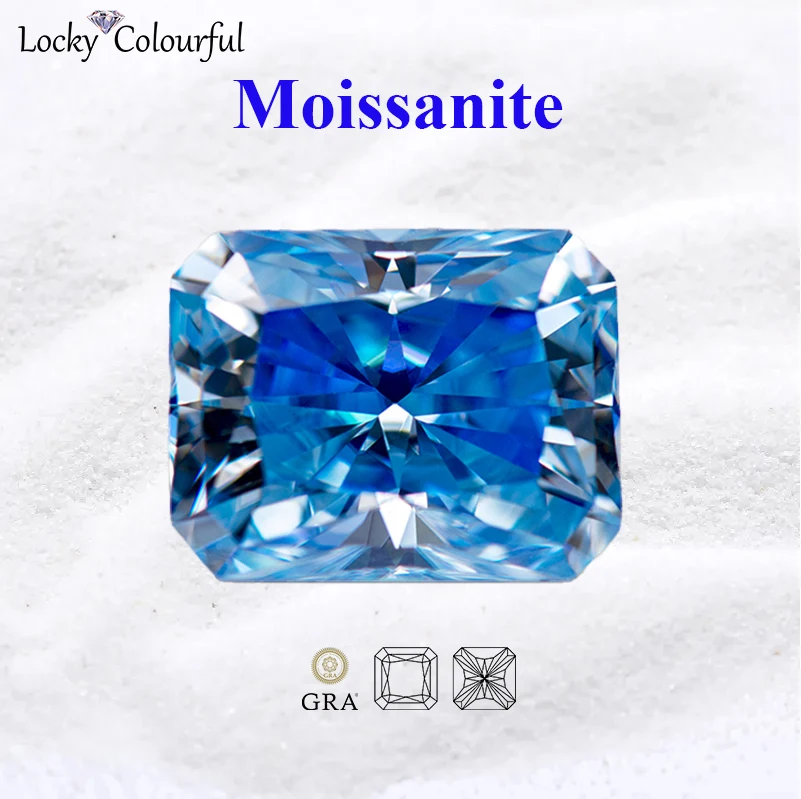 Moissanite A Group Style Radiant Shape Multiple Colors VVS1 DIY Charms Beads for Jewelry Pendant Making with GRA Certificate