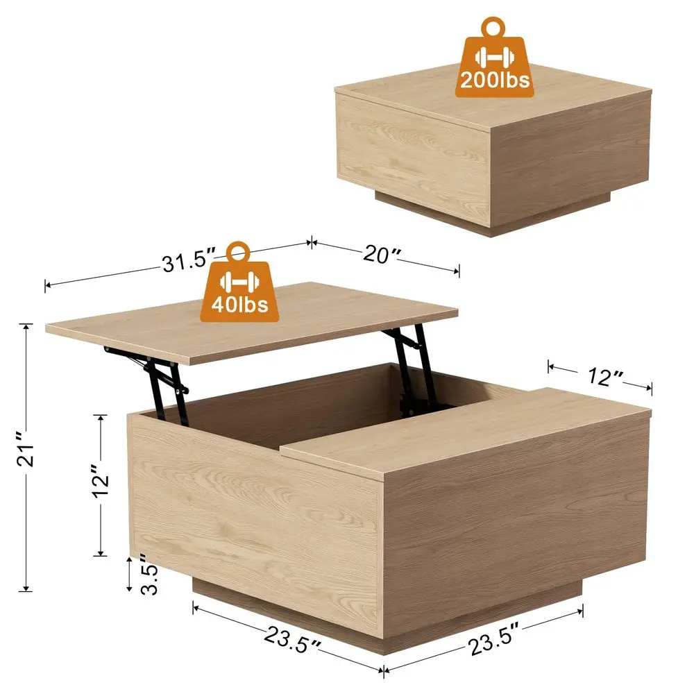 

Lift Top Coffee Table, Wood Square Coffee Table with Storage, Farmhouse Coffee Tables with Hidden Storage Compartment, Center T