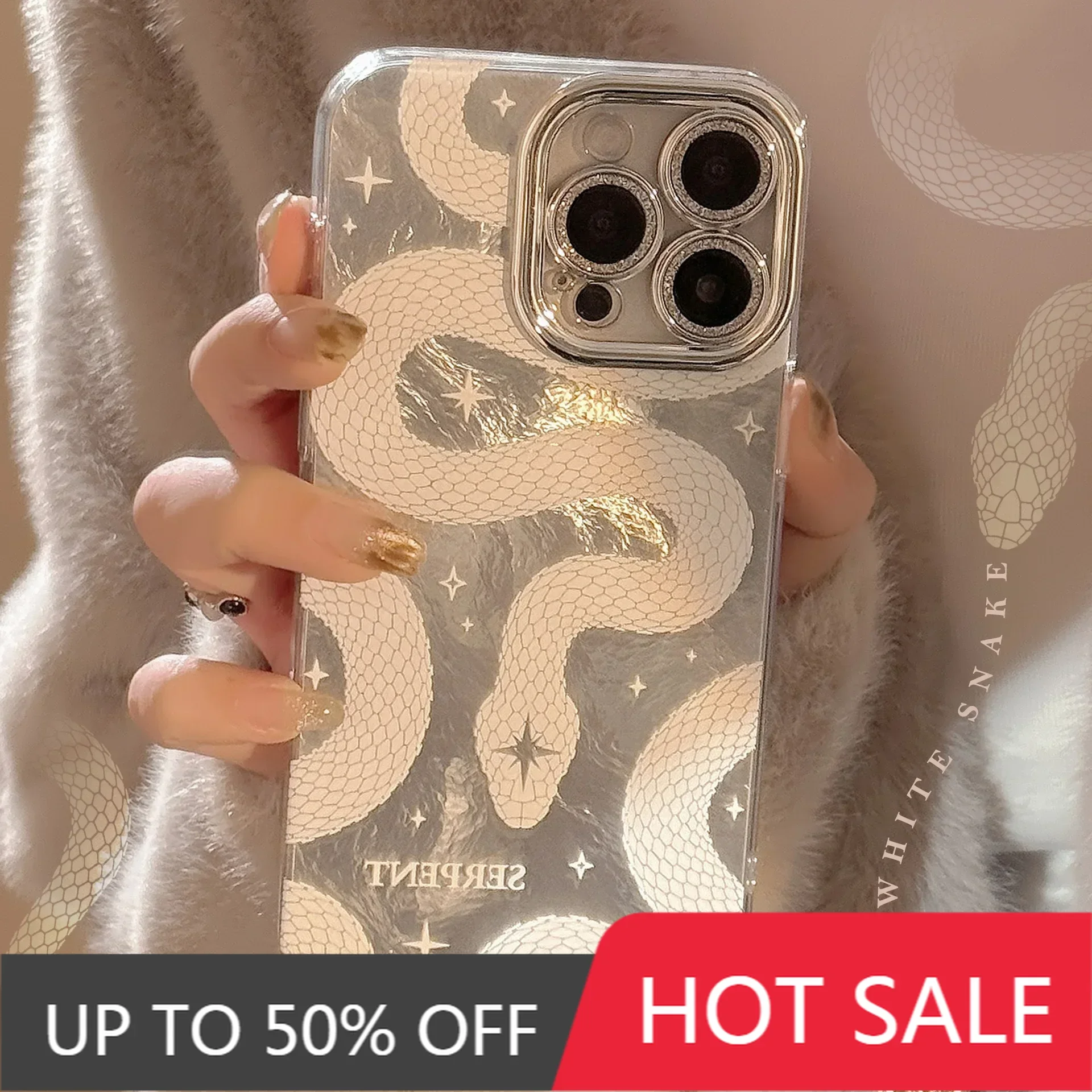 White python pattern mobile phone case for iphone1615 14 13 12 11